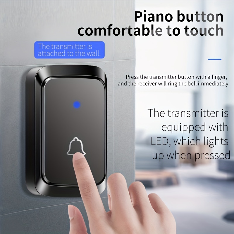 Timbre sin varillas para el Hogar, Alcance de hasta 1000 Pies – 60 Melodías Seleccionables – 5 Niveles Ajustables de Volumen, 110dB Modo Silencioso con Flash LED para Puertas y Ventanas, Enchufe US, Timbres para Casa, Campanilla Sin Cable para Salón Clase, Notificación inalámbrica, Sonería Moderna Diseño Elegante Transmisión Fiable Construcción Duradera Chime sin cuerdas Para Arrendatarios Propietarios - Imagen 2